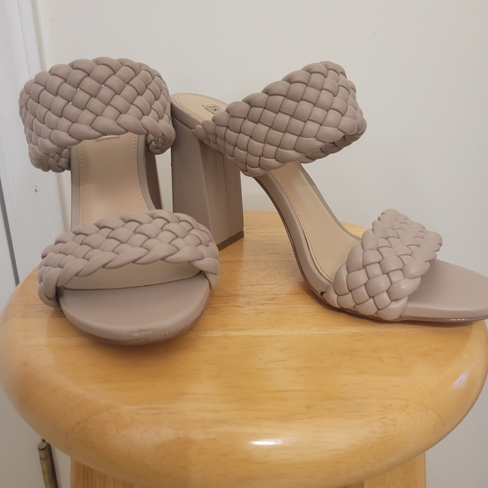 Steve Madden Braided Double-Strap Block Heel Sandals in Taupe